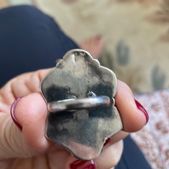 Vintage silver & turquoise Native American ring - Picture 2 of 6